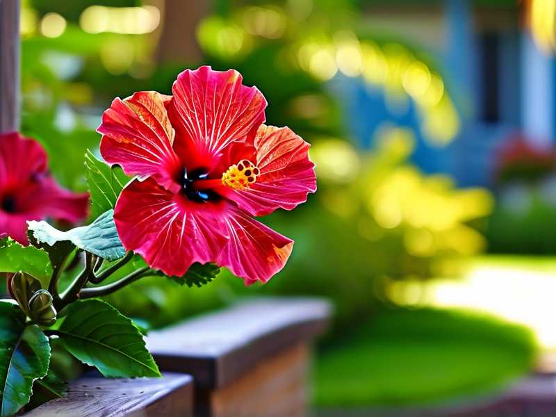 How to Guide Hibiscus Growth Around Garden Poles