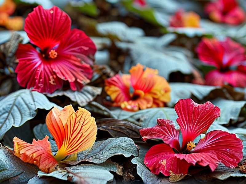How to identify early‑stage gray mold fuzz on fallen hibiscus flower petal debris(1)