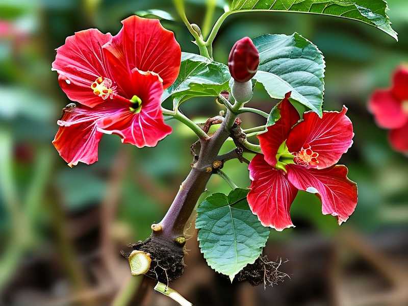 How to treat hibiscus stem rot at soil level before it fully girdles the shrub trunk base(1)