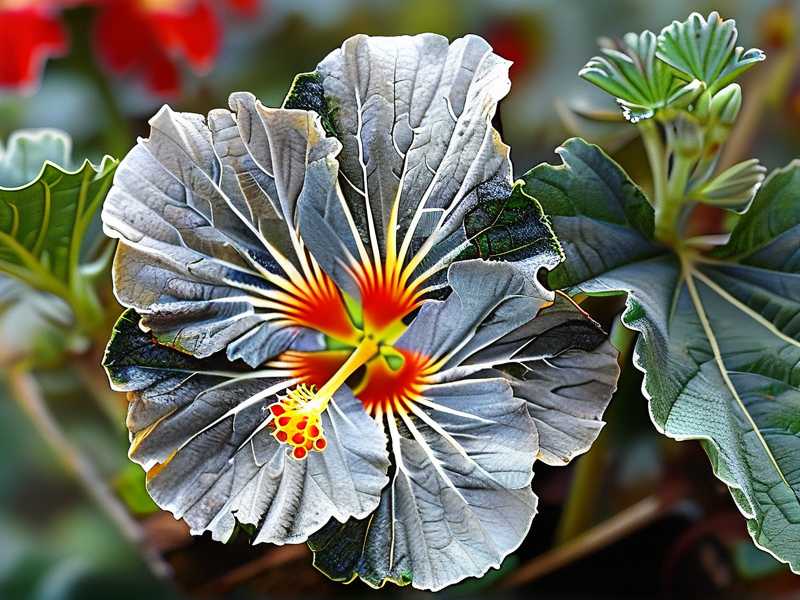 How to identify early gray mold fuzz forming on fading hibiscus flower petals
